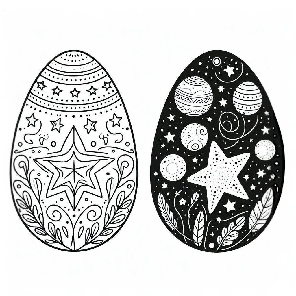 Easter Eggs and Stars 🐣⭐ Coloring Page